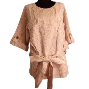 Badgley Mischka 16 Pastel Pink Jacket Dolman Sleeves Belt NEW